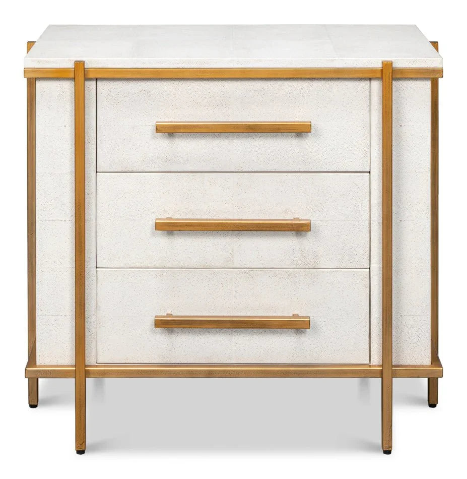 Blakely White Leather Nightstand - LOOMLAN - Sarreid - Nightstands