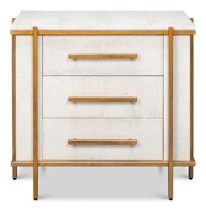 Blakely White Leather Nightstand - LOOMLAN - Sarreid - Nightstands