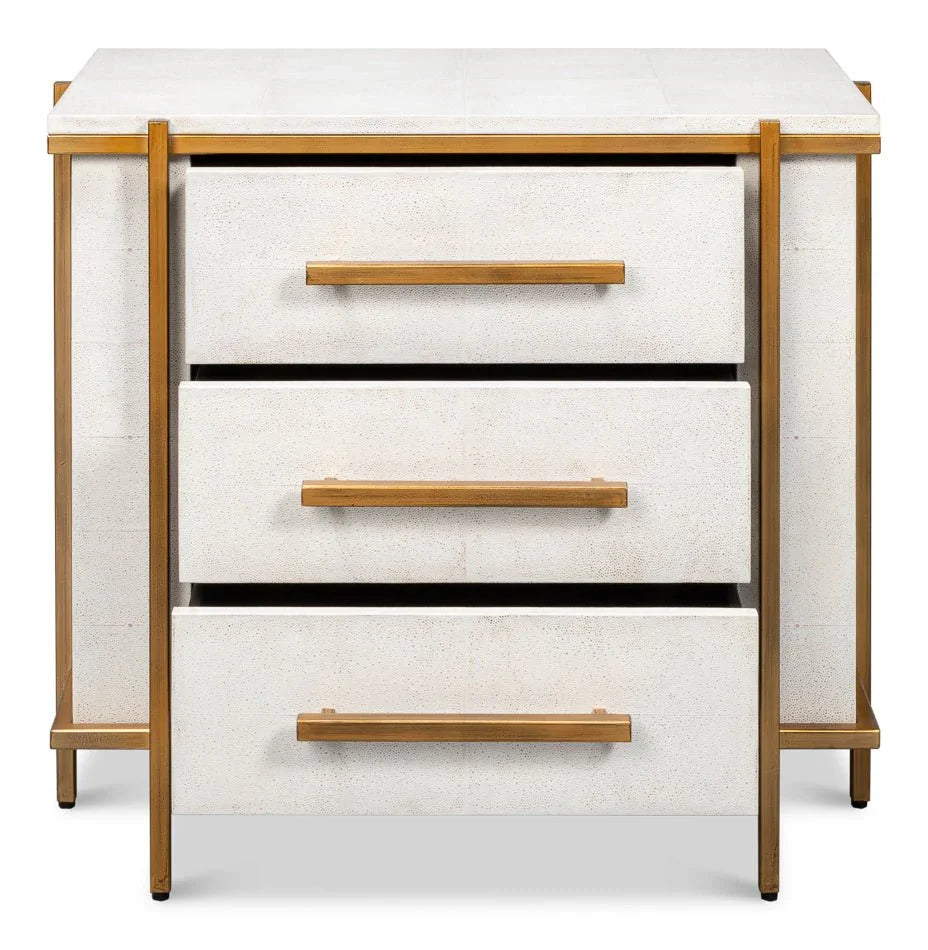 Blakely White Leather Nightstand - LOOMLAN - Sarreid - Nightstands