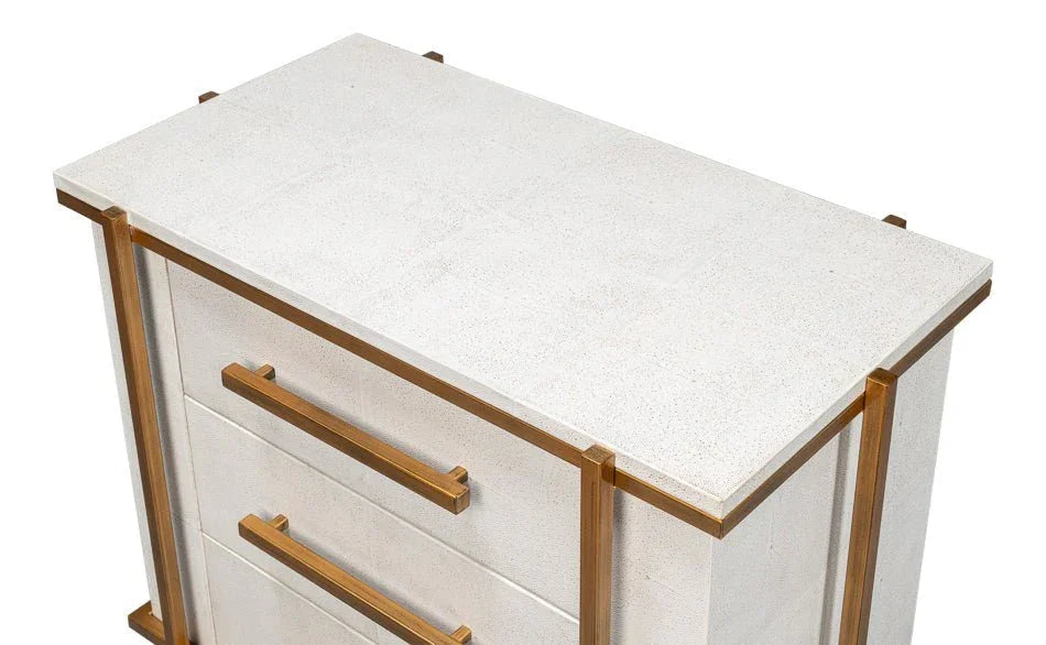 Blakely White Leather Nightstand - LOOMLAN - Sarreid - Nightstands