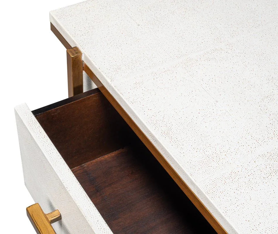 Blakely White Leather Nightstand - LOOMLAN - Sarreid - Nightstands