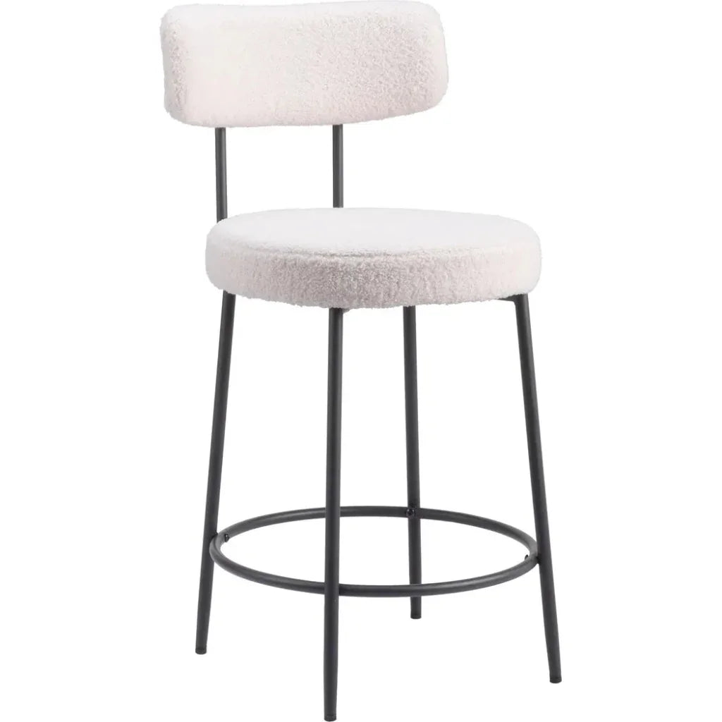 Blanca Counter Stool (Set of 2) Ivory - LOOMLAN - Zuo Modern - Counter Stools