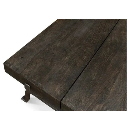 Blayne Coffee Table Square Wood Iron Base - LOOMLAN - Sarreid - Coffee Tables
