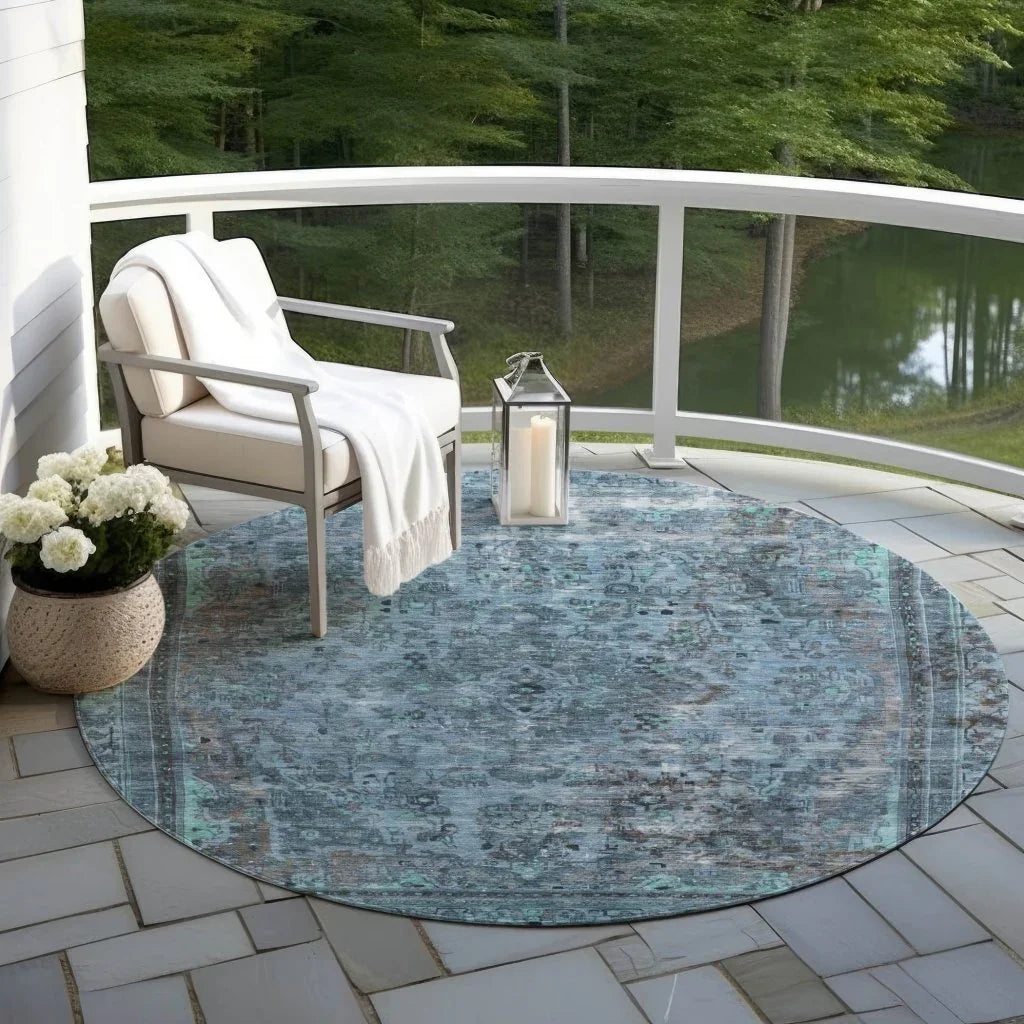 Blazura Blue Washable Indoor - Outdoor Rug - LOOMLAN - LOOMLAN Rugs - Outdoor Rugs