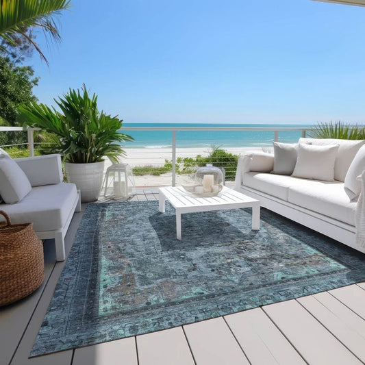 Blazura Blue Washable Indoor - Outdoor Rug - LOOMLAN - LOOMLAN Rugs - Outdoor Rugs