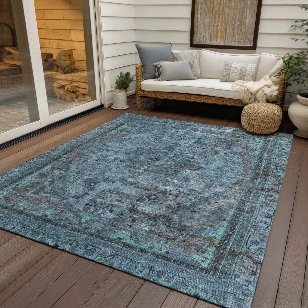 Blazura Blue Washable Indoor - Outdoor Rug - LOOMLAN - LOOMLAN Rugs - Outdoor Rugs