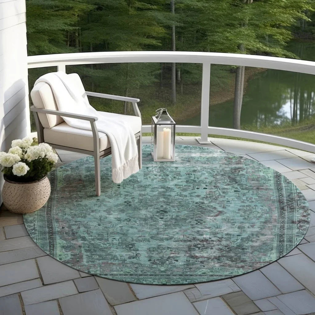 Blazura Teal Washable Indoor - Outdoor Rug - LOOMLAN - LOOMLAN Rugs - Outdoor Rugs