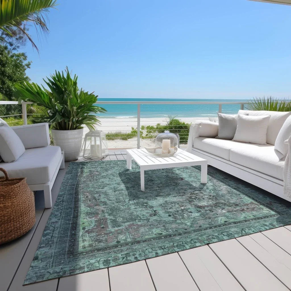 Blazura Teal Washable Indoor - Outdoor Rug - LOOMLAN - LOOMLAN Rugs - Outdoor Rugs