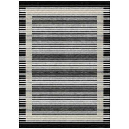 Blazyn Black Washable Indoor - Outdoor Rug - LOOMLAN - LOOMLAN Rugs - Outdoor Rugs