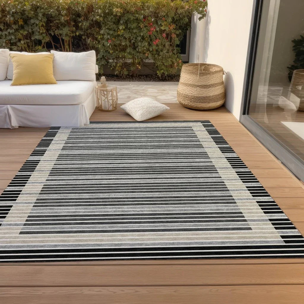 Blazyn Black Washable Indoor - Outdoor Rug - LOOMLAN - LOOMLAN Rugs - Outdoor Rugs