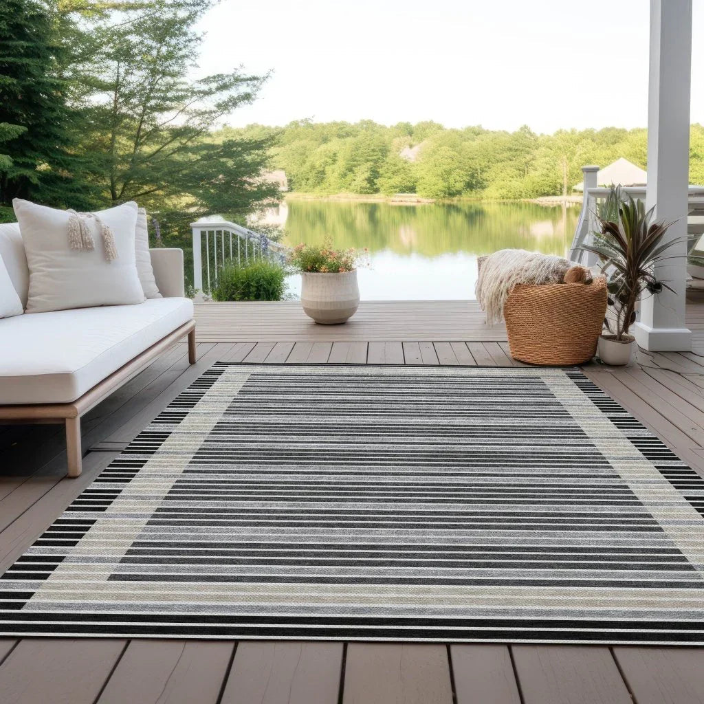 Blazyn Black Washable Indoor - Outdoor Rug - LOOMLAN - LOOMLAN Rugs - Outdoor Rugs