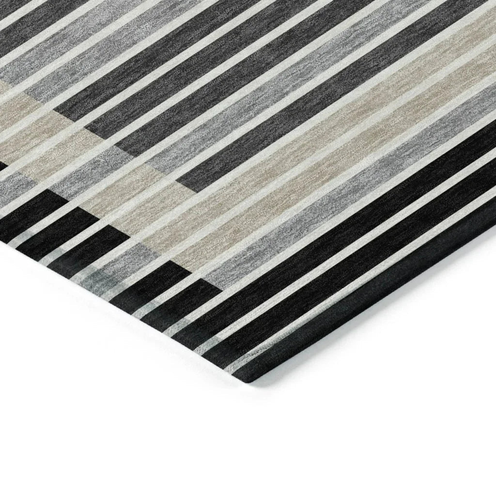 Blazyn Black Washable Indoor - Outdoor Rug - LOOMLAN - LOOMLAN Rugs - Outdoor Rugs