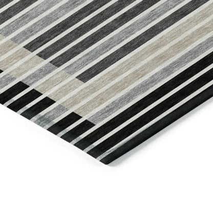 Blazyn Black Washable Indoor - Outdoor Rug - LOOMLAN - LOOMLAN Rugs - Outdoor Rugs