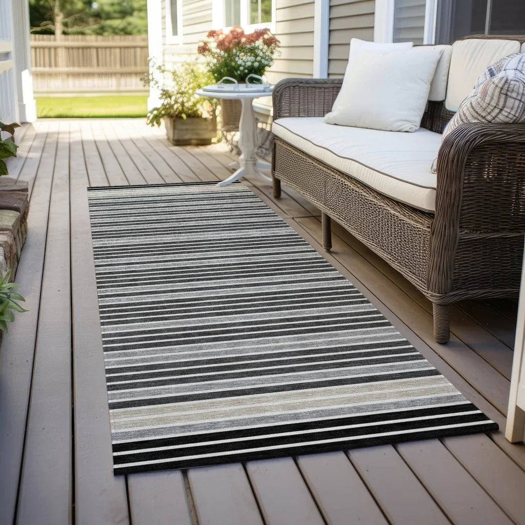 Blazyn Black Washable Indoor - Outdoor Rug - LOOMLAN - LOOMLAN Rugs - Outdoor Rugs