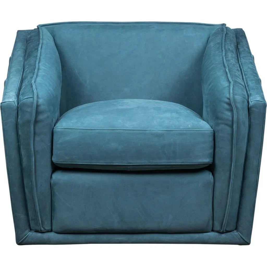 Bleeker Leather Made Swivel Chair - LOOMLAN - Olivia + Quinn - Club Chairs