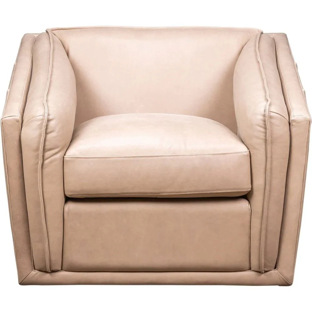 Bleeker Leather Made Swivel Chair - LOOMLAN - Olivia + Quinn - Club Chairs