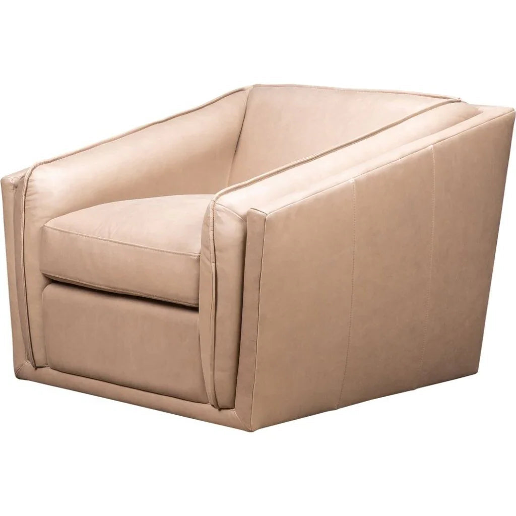 Bleeker Leather Made Swivel Chair - LOOMLAN - Olivia + Quinn - Club Chairs