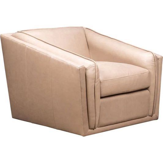 Bleeker Leather Made Swivel Chair - LOOMLAN - Olivia + Quinn - Club Chairs