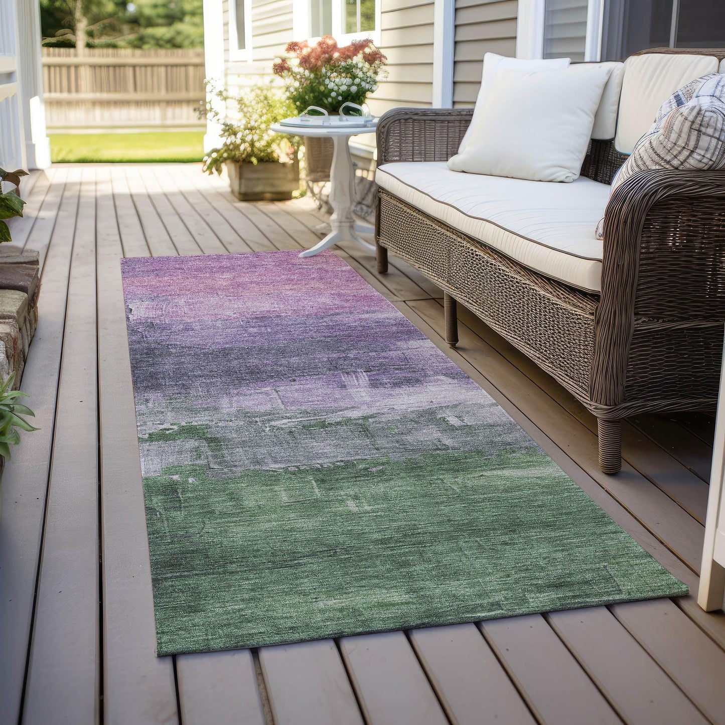 Bloometra Purple Washable Indoor-Outdoor Rug