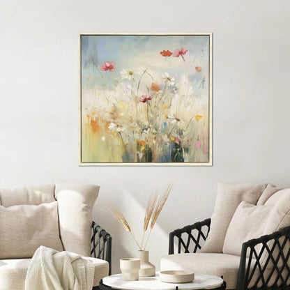 Blooms in the Meadow Blue Canvas Art
