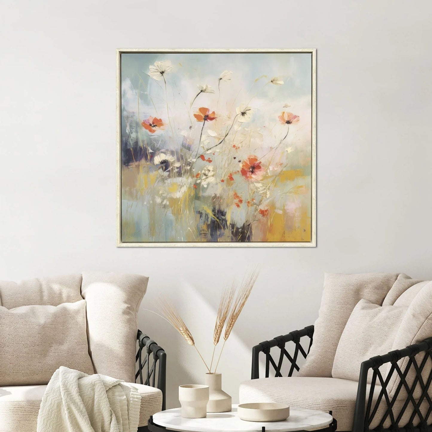 Blooms in the Meadow Blue Canvas Art