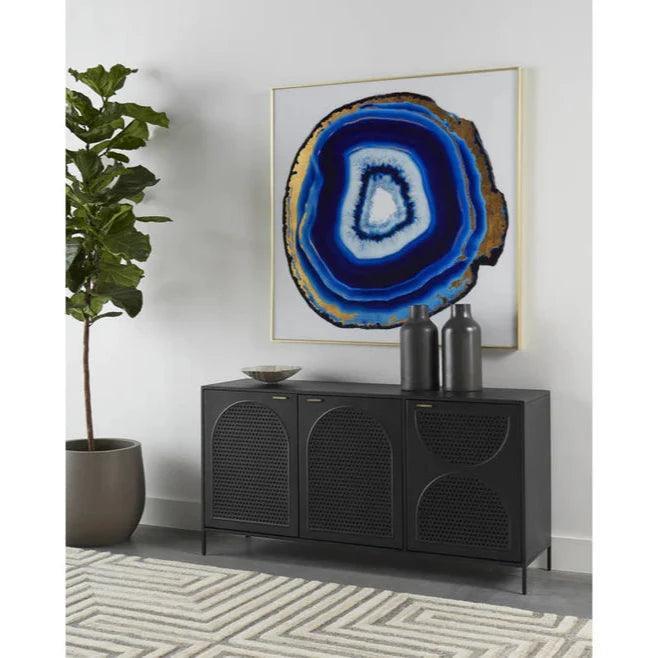 Blue Agate Wall Art - 48" x 48" with Gold Frame-Framed Wall Art-SUNPAN-LOOMLAN