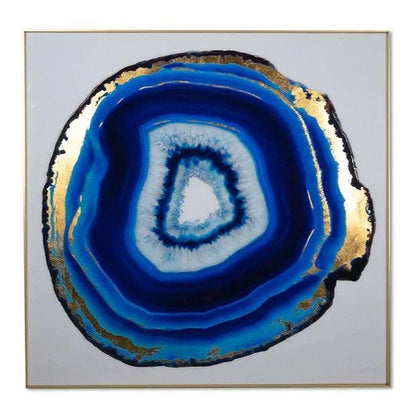 Blue Agate Wall Art - 48" x 48" with Gold Frame-Framed Wall Art-SUNPAN-LOOMLAN