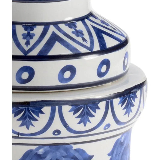 Blue And White Pedestal Mounted Jardiniere - LOOMLAN - Chelsea House - Planters