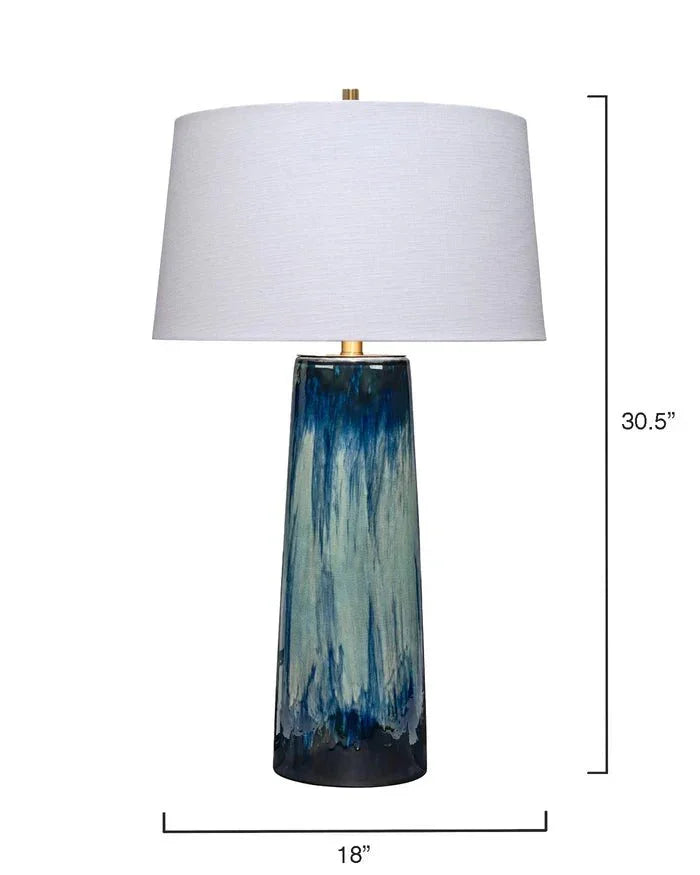 Blue Ceramic Brushstroke Table Lamp - LOOMLAN - Jamie Young - Table Lamps
