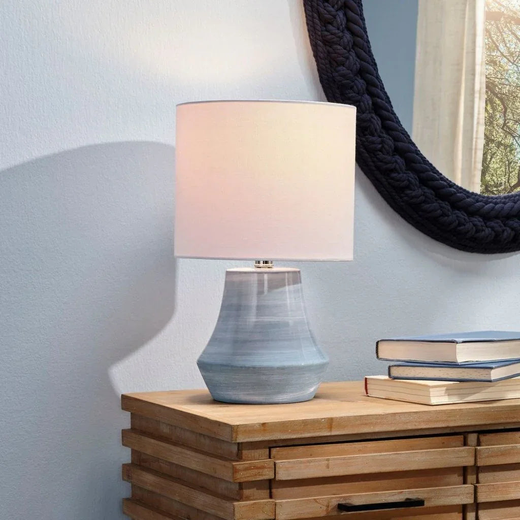 Blue Ceramic Cottage Table Lamp - LOOMLAN - Jamie Young - Table Lamps