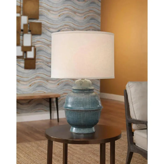 Blue Ceramic Kaya Table Lamp - LOOMLAN - Jamie Young - Table Lamps