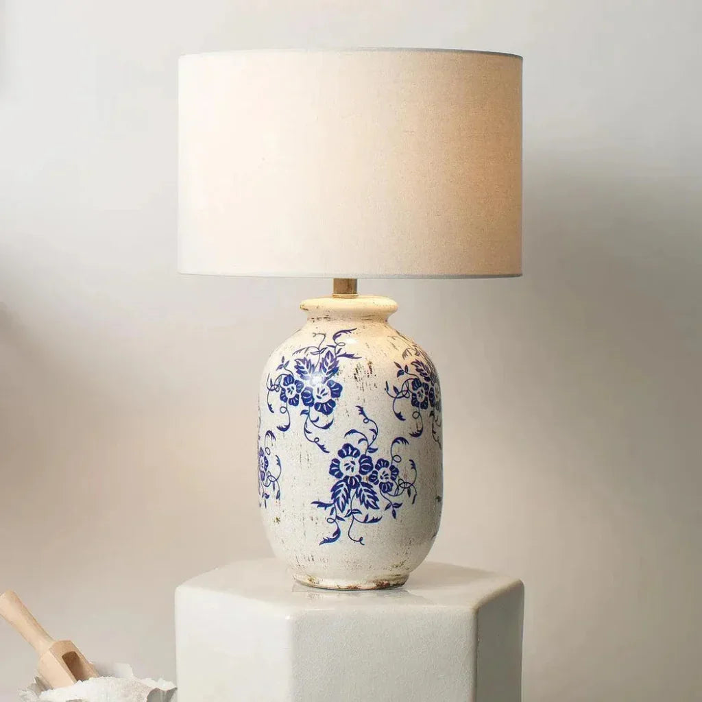 Blue Ceramic Ruth Table Lamp - LOOMLAN - Jamie Young - Table Lamps