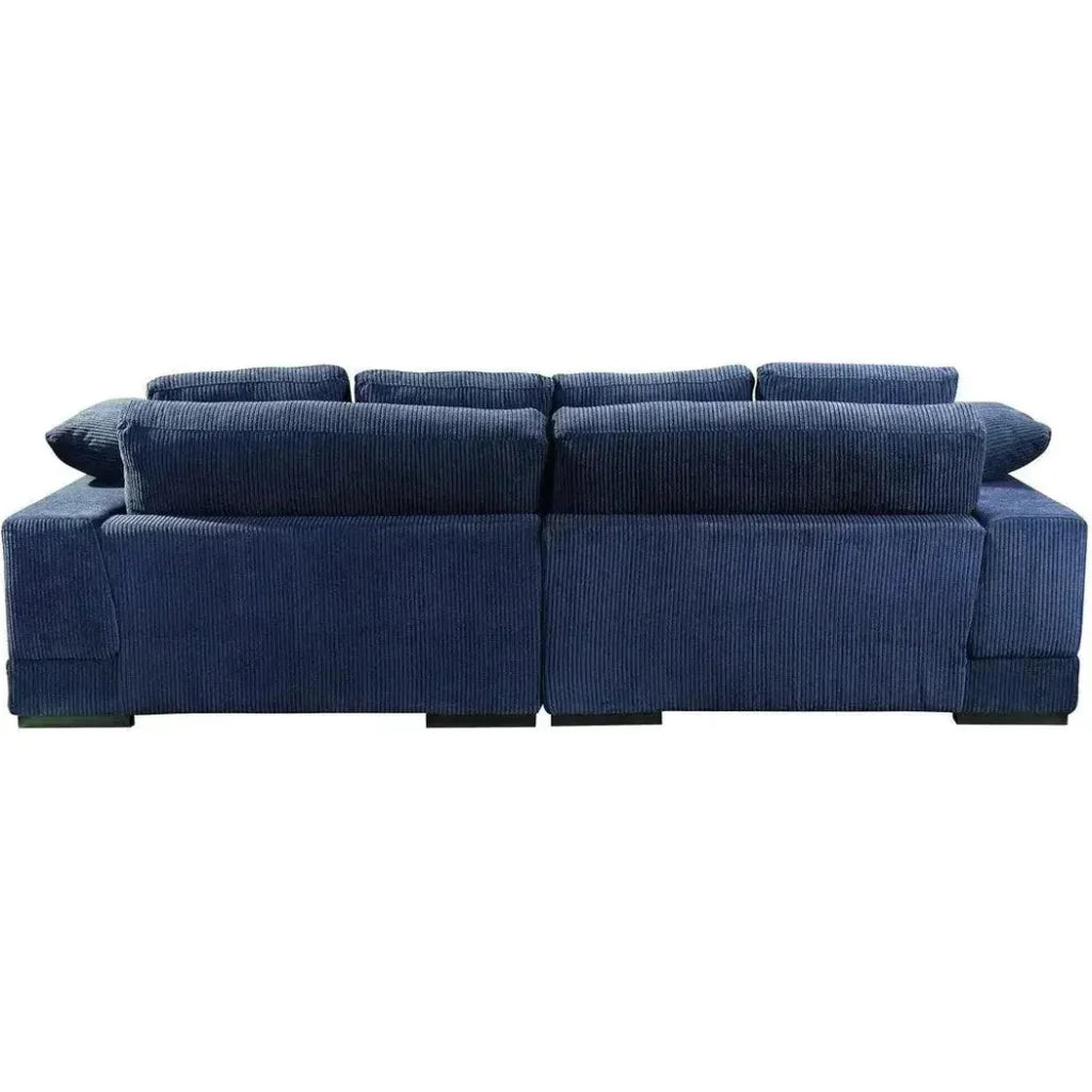Blue Corduroy Reversible Sectional Chaise-Modular Sofas-Moe's Home-LOOMLAN
