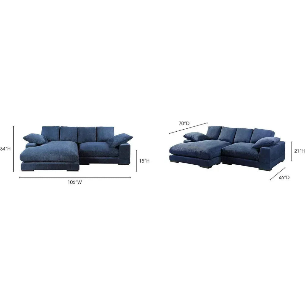 Blue Corduroy Reversible Sectional Chaise-Modular Sofas-Moe's Home-LOOMLAN