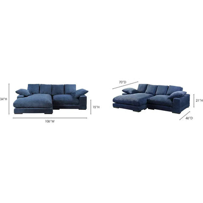 Blue Corduroy Reversible Sectional Chaise-Modular Sofas-Moe's Home-LOOMLAN