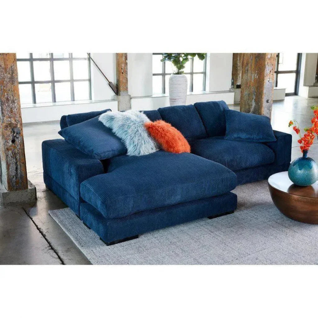 Blue Corduroy Reversible Sectional Chaise-Modular Sofas-Moe's Home-LOOMLAN