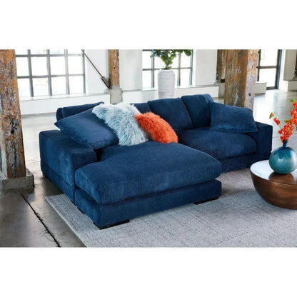 Blue Corduroy Reversible Sectional Chaise-Modular Sofas-Moe's Home-LOOMLAN