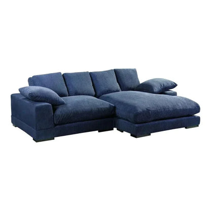 Blue Corduroy Reversible Sectional Chaise-Modular Sofas-Moe's Home-LOOMLAN