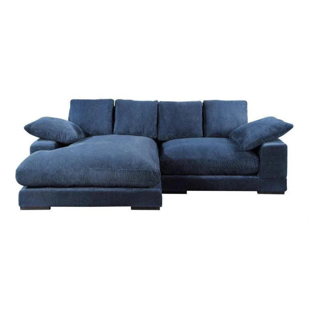 Blue Corduroy Reversible Sectional Chaise-Modular Sofas-Moe's Home-LOOMLAN