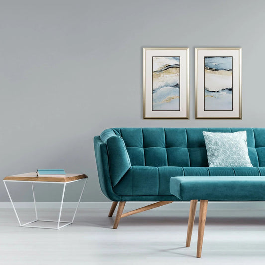 Blue Crystalline Blue Framed Wall Art 2PC