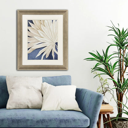 Blue Dry Palms Glass Front Framed Wall Art