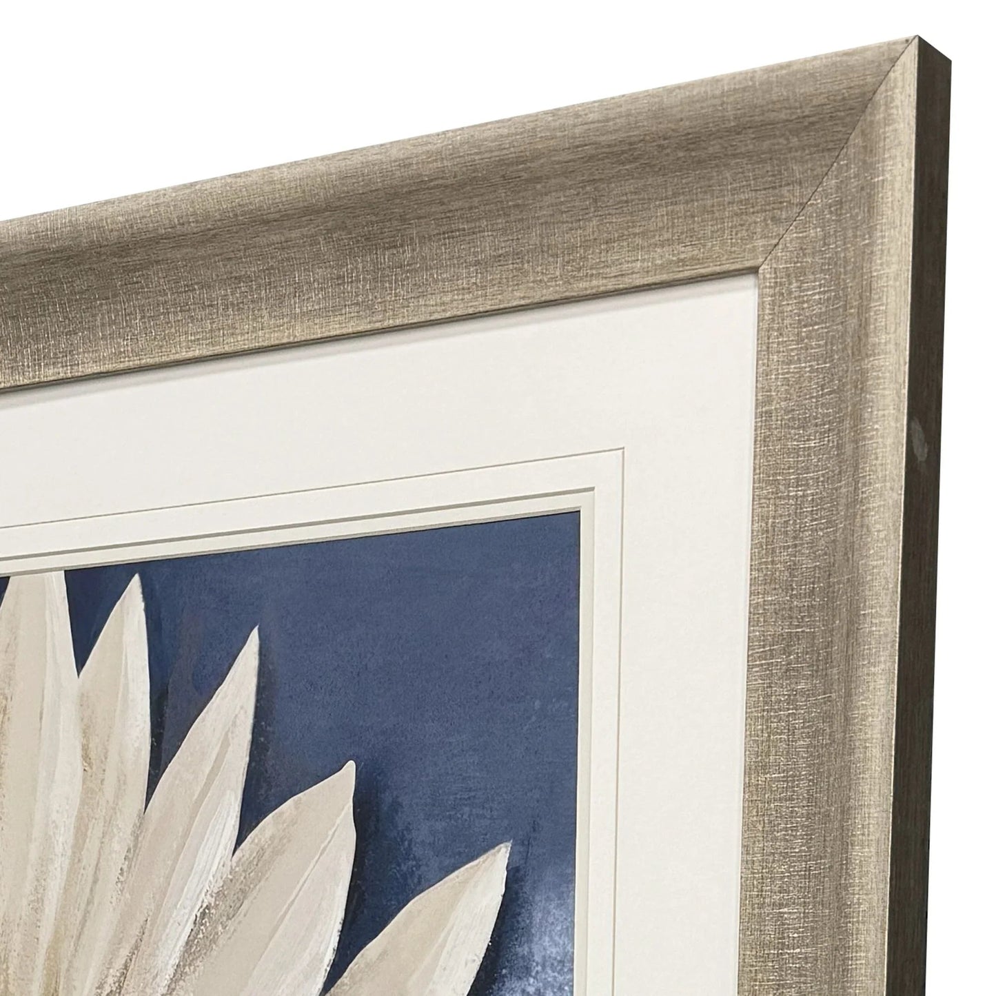 Blue Dry Palms Glass Front Framed Wall Art