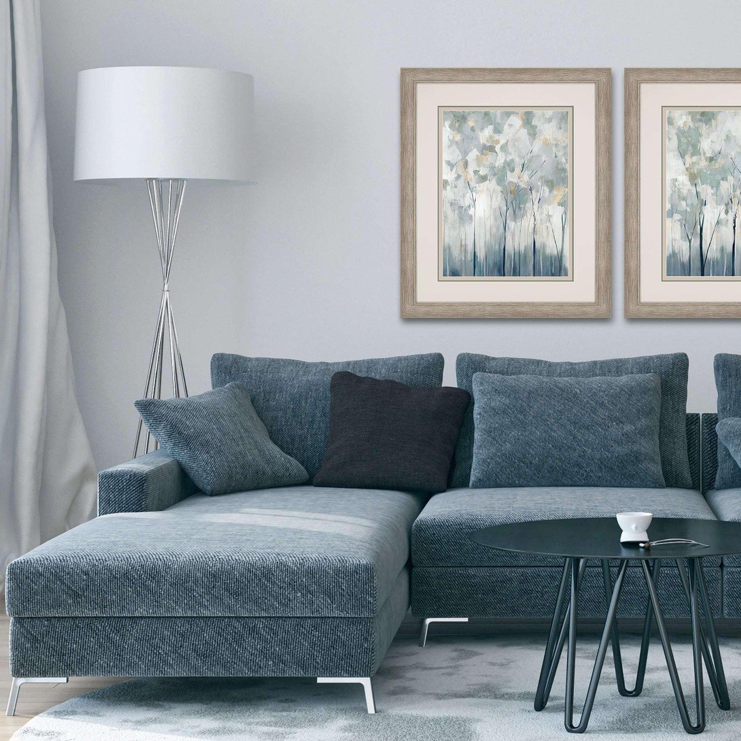 Blue Forest Adventure Blue Framed Wall Art