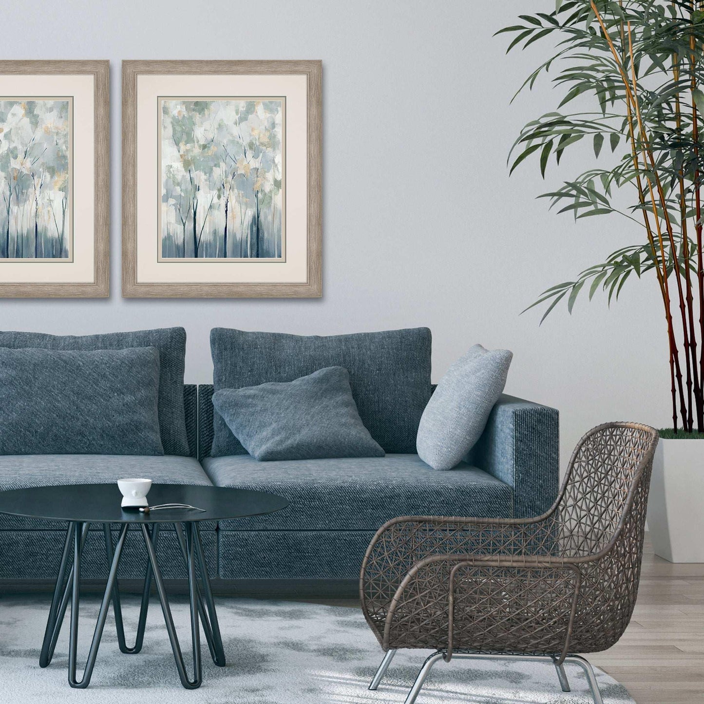 Blue Forest Adventure Blue Framed Wall Art