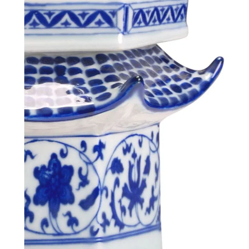 Blue Handpainted Pagoda Sculpture - LOOMLAN - Chelsea House - Statues & Sculptures