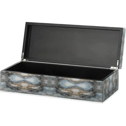 Blue Lacquer Paper Rorschach Long Box - LOOMLAN - Jamie Young - Boxes & Bowls