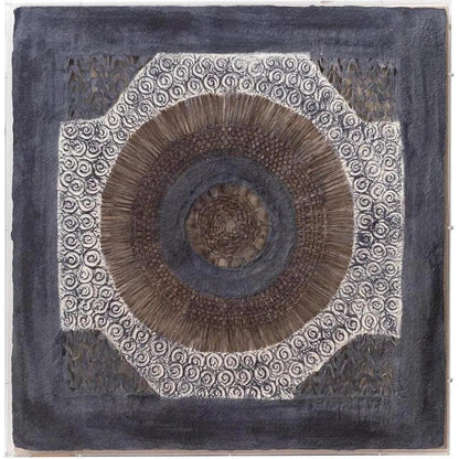 Blue Paper Linen Acrylic Batik Square d Wall Art - LOOMLAN - Jamie Young - Canvas Art