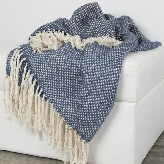 Blue Throw Blanket Modern Home Decor - LOOMLAN - LOOMLAN - Throw Blankets