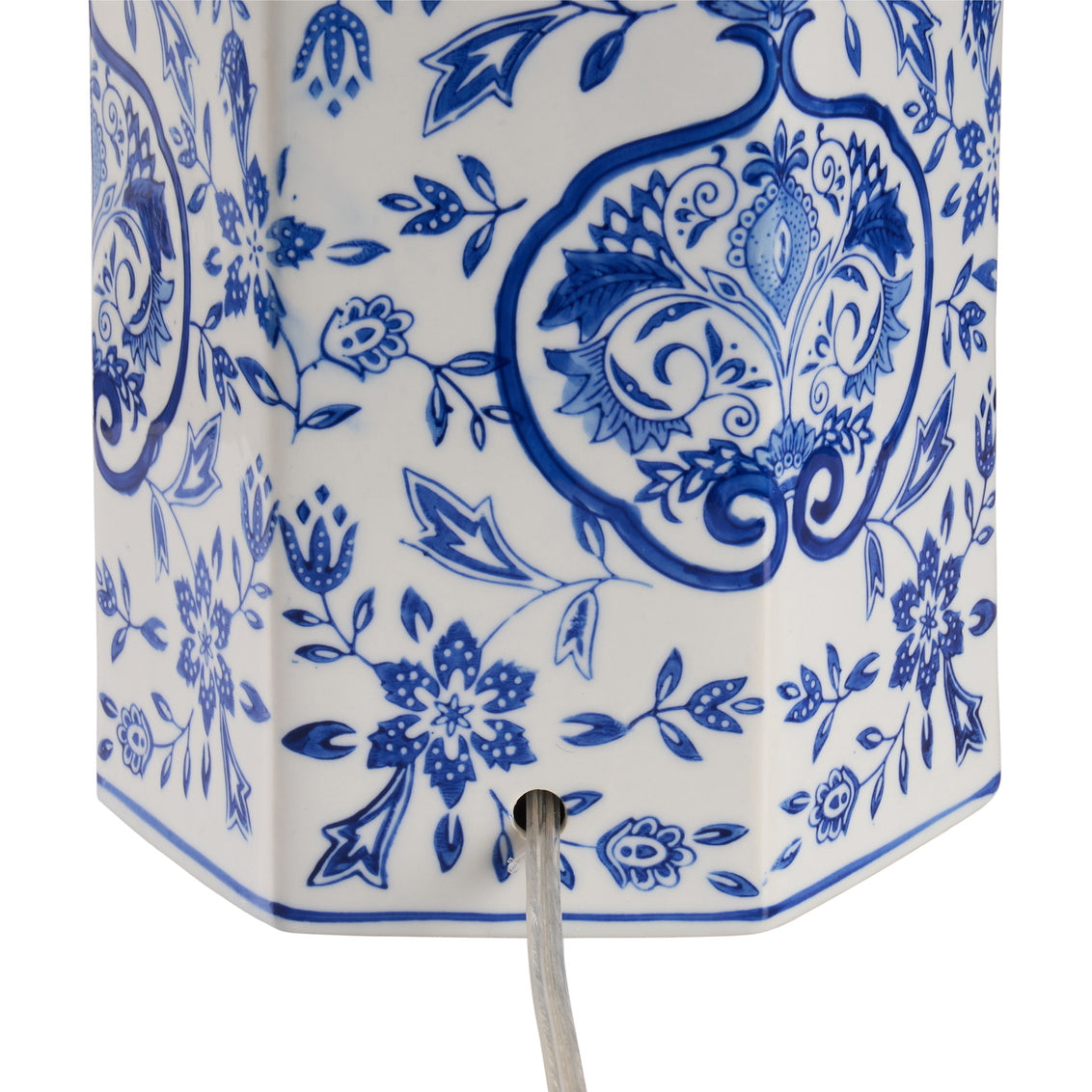 Blue & White Hexagon Shape Ceramic Table Lamp