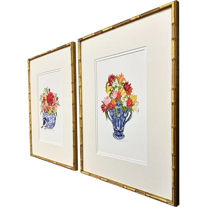 Blue and White Wood Framed Wall Art 2PC